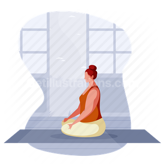 woman, meditate, meditation, fitness